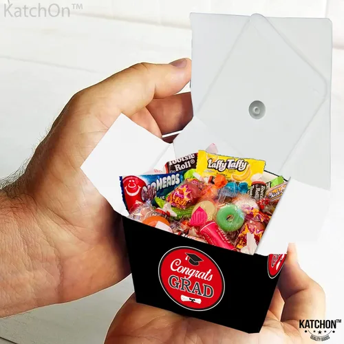 Miniatura 9 de KatchOn, Cajas de dulces de graduación – enormes, paquete de 25 Caja de regalo de gorra de graduación para decoraciones de graduación rojas
