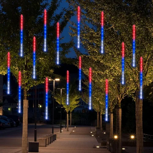 Miniatura 12 de Dazzle Bright 288 luces LED de Navidad, luces de lluvia de meteoritos de 11.8 pulgadas con 8 tubos, enchufe impermeable, luces de lluvia que caen