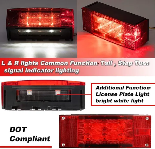 Miniatura 5 de CZC AUTO Exclusivo 12V LED de perfil bajo, kit de luz de remolque rectangular sumergible, luces de cola, parada, giro y marcha para remolque