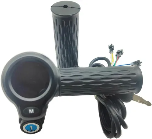 Miniatura 2 de Empuñadura del acelerador de bicicleta, 36 V 48 V eléctrica para bicicleta, empuñaduras de acelerador giratorio con pantalla LCD y cerradura de llave