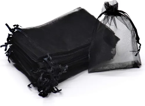 Miniatura 22 de Dealglad 100pcs Drawstring Organza bolsas de joyería caramelo para fiestas, casamientos, regalos Amarillo