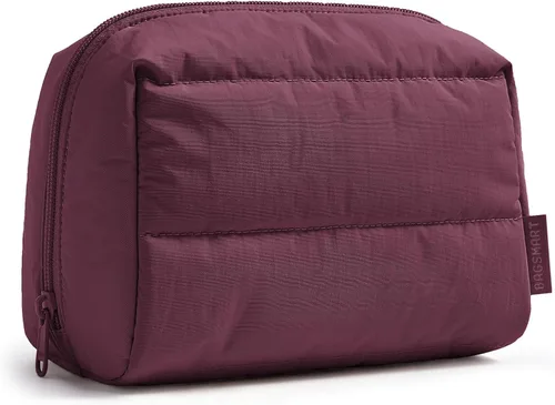 Miniatura 11 de BAGSMART Bolsa de maquillaje pequeña, bolsa compacta para cosméticos para mujer, organizador de artículos de tocador de viaje con diseño abierto