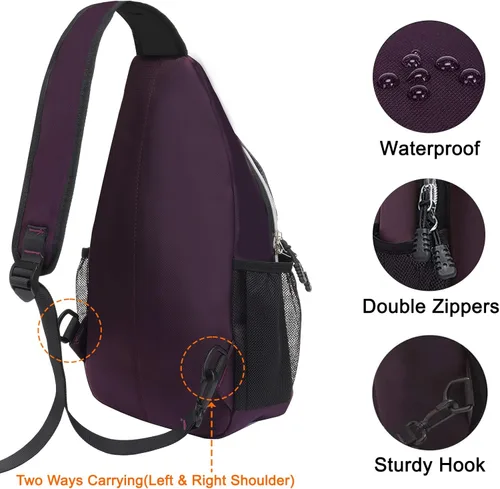 Miniatura 5 de Mosiso - Mochila bandolera multiusos, para viajes, senderismo, etc. Púrpura