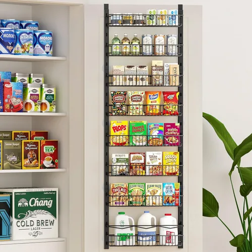 Miniatura 2 de MIAOLI Organizador de despensa sobre la puerta, estantes de gabinete con estante de especias ajustable de 8 niveles, organizador de condimentos Negro