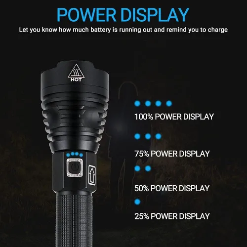 Miniatura 5 de Linterna recargable de alto lúmenes, linternas LED de mano súper brillantes, luz de flash USB C de alta potencia, 3 modos de zoom, impermeable