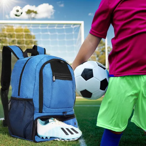 Miniatura 8 de Bolsa de fútbol, mochila de baloncesto, bolsa de equipo deportivo con compartimento para zapatos que sostiene zapatillas, casco, baloncesto, fútbol