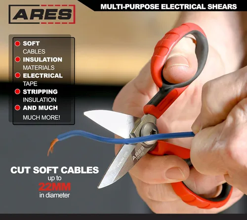Miniatura 4 de ARES 70105-5 Tijeras multiusos de 1/2 pulgadas de alta resistencia, cuchillas de acero inoxidable de alto carbono finamente dentadas, corta alambre