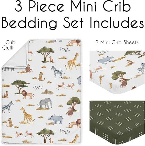 Miniatura 2 de Sweet Jojo Designs Juego de ropa de cama unisex de animales de la selva para bebé, bebé, cuarto de bebé, manta para recién nacido, manta portátil