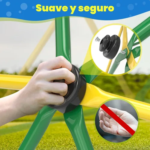 Miniatura 7 de Amictoy Domo de Escalada, Escalador de 10 Pies con Hamaca y Columpio, Gimnasio de la Selva para el Patio Trasero para Niños, Modelo Mejorado 2025
