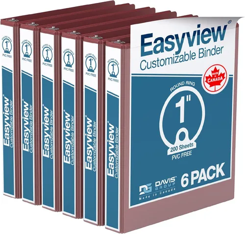Miniatura 65 de Easyview - Carpetas prémium de 3 anillas con cubiertas transparentes y anillos redondos, carpetas para la escuela u oficina, 1 pulgada, paquete