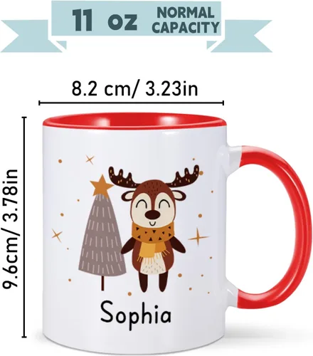 Miniatura 6 de Tazas de Navidad personalizadas, taza de café de Navidad personalizada con nombre inicial, taza de cacao caliente personalizada para niños, tazas