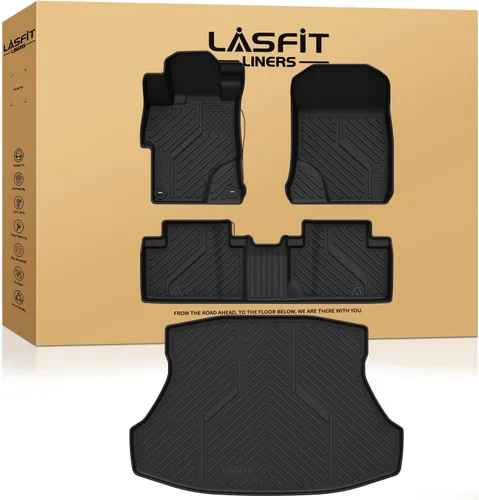 LASFIT - Tapete de elastómero termoplástico para piso y maletero de automóvil, ajuste personalizado para todo tipo de clima, 1ª y 2ª fila, negro, no