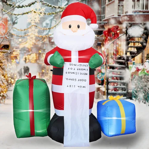Miniatura 8 de Papá Noel inflable de 4 pies de Navidad lindo con luces LED incorporadas, decoración inflable de Navidad para interiores y exteriores, gran