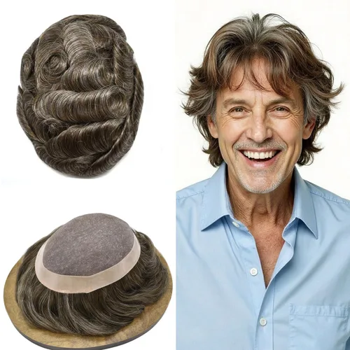 Miniatura 69 de Mens Toupee Hair Piece For Men Fine Mono Men Hair System Toupee For Men Hair Piece Real Human Hair System For Men Protesis Capilar Para Hombre 6x9