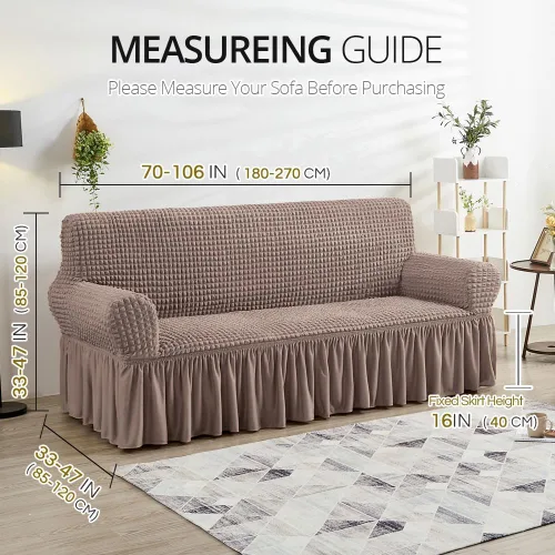 Miniatura 6 de NICEEC Funda de sofá biplaza beige de 1 pieza, funda de sofá de fácil ajuste, universal, de alta elasticidad, duradero, protector de muebles