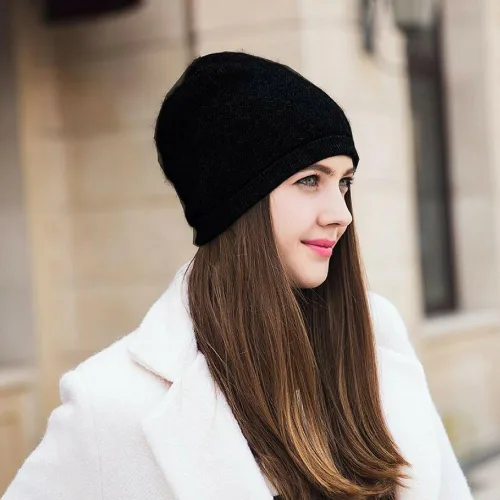 Miniatura 29 de WaySoft Gorro de cachemira 100% para mujer en una caja de regalo, gorro de gran tamaño para mujer