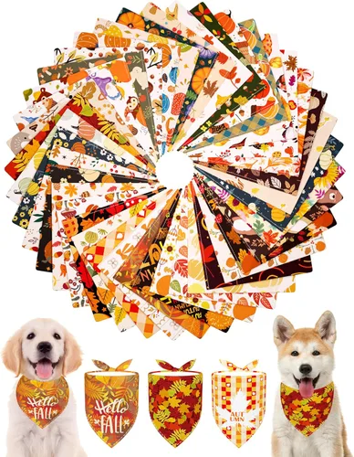 Miniatura 24 de PET SHOW 50 Pack Bandanas Navideñas para Perros Grandes XL Lavables Feliz Año Nuevo Bandanas en Triángulo a Granel Baberos para Perros Medianos
