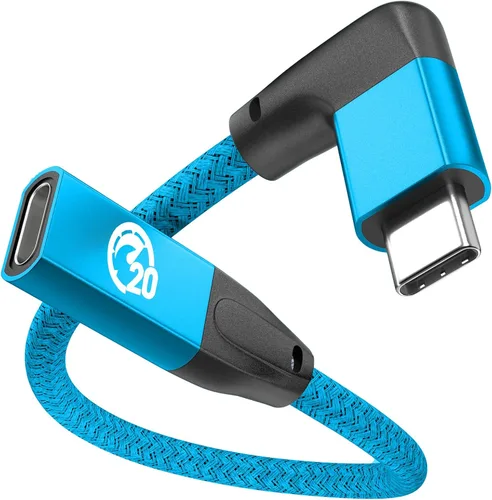 Miniatura 24 de UseBean Cable de extensión USB C en ángulo recto de 0.6 pies, 90 grados USB-C 3.2 Gen 2 20Gbps macho a hembra tipo C 4K cable extensor de video