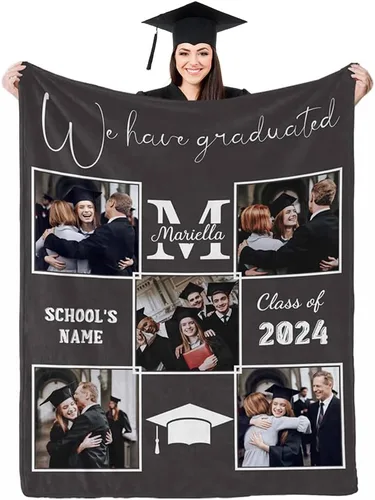Miniatura 9 de D-Story Manta de franela personalizada para mujer, regalos de graduados, regalo de graduación de secundaria, regalos de graduación personalizados