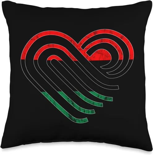 Pan African Pride Black History Black History - Almohada con diseño de corazón afroamericano con bandera de la Unia, 16 x 16 pulgadas, multicolor
