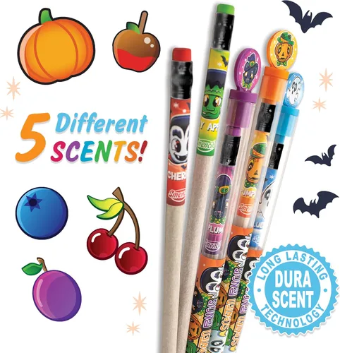 Miniatura 2 de Lápices de Halloween Smencils – Lápices perfumados gourmet patentados HB #2, 5 unidades, regalos para niños, suministros escolares, recompensas