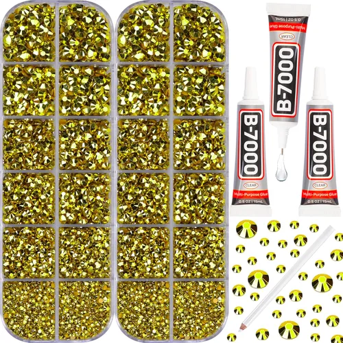 Miniatura 28 de 11000 piezas de diamantes de imitación con parte trasera plana de 2/3/4/5 mm en negro con pegamento para bordado, ropa, manualidades, zapatos, arte