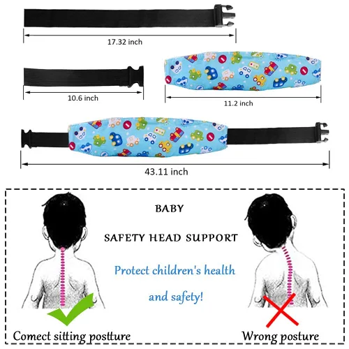 Miniatura 5 de ZYNQACC 2 piezas de soporte para la cabeza de asiento de automóvil para bebé, asiento de seguridad para niños, correa de posicionamiento para dormir