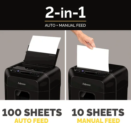 Miniatura 2 de Fellowes AutoMax 100MA - Trituradora de papel 2 en 1 de microcorte de 100 hojas para oficina/oficina pequeña