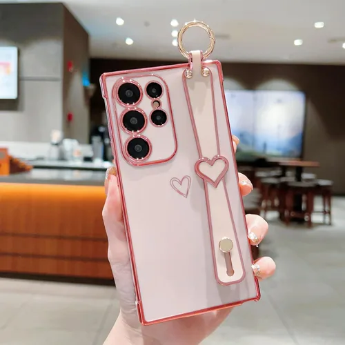 Miniatura 51 de ZTOFERA Funda diseñada para Samsung Galaxy S20 FE 5G, borde chapado de lujo, patrón de corazones de amor con pulsera y función atril, protección