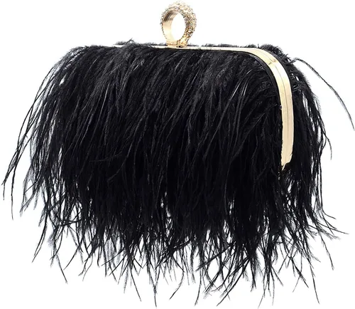 Miniatura 2 de Miuco Bolso de mano de plumas para mujer, bolso cruzado de hombro