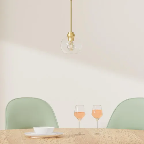 Miniatura 2 de Lámpara Colgante Moderna de Oro Pulido, Lámpara Colgante de Globo de 18 cm de Siglo Medio con Vidrio Transparente para Isla de Cocina, Comedor