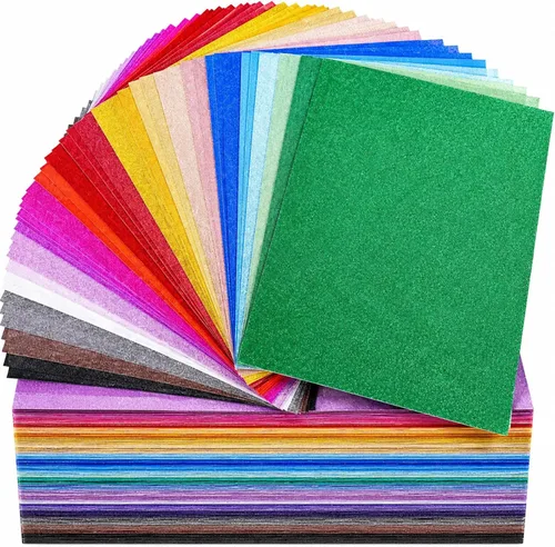 Cartulina de Colores con Purpurina a Granel 150 hojas, 8.5" x 11" Cartulina Papel Brillante 25 Colores Surtidos Papel de Construcción, 250 GSM Papel