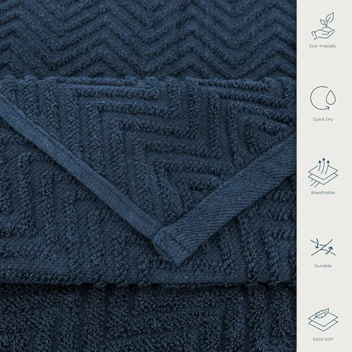 Miniatura 5 de CASA COPENHAGEN Juego de toallas texturizadas onduladas de 6 piezas - Azul marino, 550 g/m², 2 toallas de baño, 2 toallas de mano, 2 toallitas