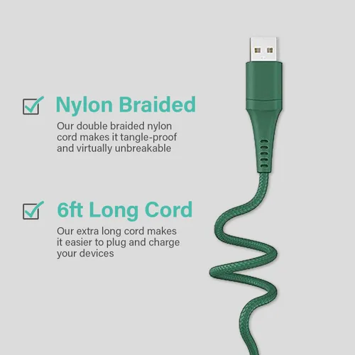 Miniatura 3 de Classy Chargers Cables de carga universales de nailon 3 en 1 para iPhone, Android y más Cable Lightning certificado de 6 pies, tipo C, micro USB