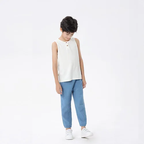 Miniatura 3 de GFQLONG Paquete de 3 pantalones casuales básicos lisos para bebé, verano, otoño, cómodos, de algodón y lino, paquete de 3