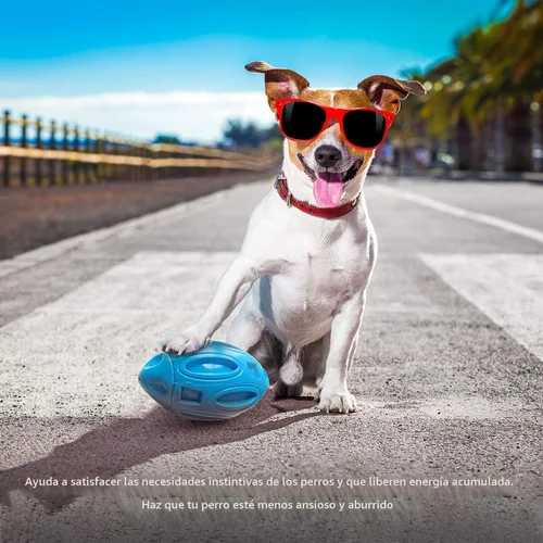 Miniatura 2 de EASTBLUE Juguetes para perros con sonido para masticadores agresivos: Bola de goma para cachorros con chirriador, juguete para mascotas casi