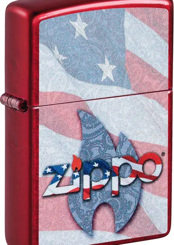Miniatura 15 de Zippo encendedores con la bandera de EE. UU. Cromado
