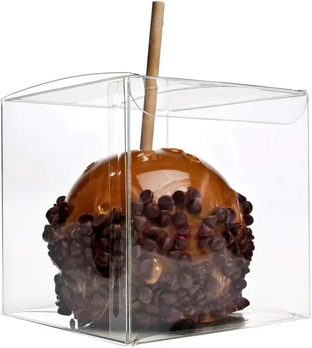 Miniatura 3 de Cajas de manzana de caramelo de 4 x 4 x 4 con agujero para palitos, paquete de 25, caja de regalo transparente para dulces, cupcakes, macarrones