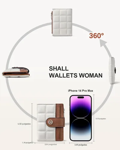 Miniatura 4 de BOSTANTEN - Cartera pequeña para mujer de cuero con bloqueo RFID, tarjetero plegable compacto con cremallera y bolsillo para monedas, Pequeña