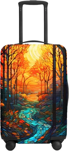 URBEST Funda protectora para maleta, antiarañazos y suciedad, Otoño de vidrieras