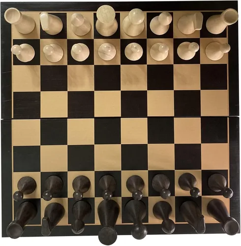 Miniatura 7 de Lujoso juego de ajedrez real de madera maciza de color oscuro de 16 pulgadas. Juegos de tablero de ajedrez duraderos hechos a mano con ranuras