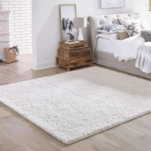 Miniatura 78 de Unique Loom Zuniga Solid Shag Collection alfombra moderna de felpa negra de área (7' 0 x 10' 0)