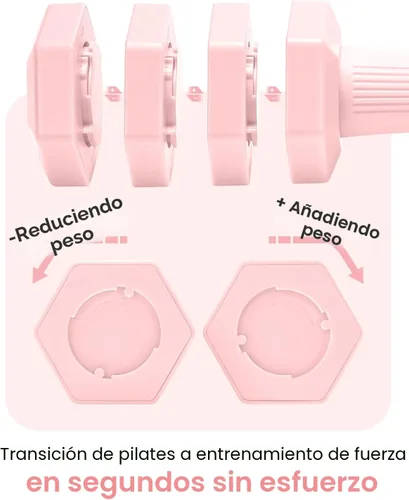 Miniatura 3 de Juego de mancuernas ajustables, juego de pesas de mano 4 en 1 para mujeres y hombres, un par de mancuernas de 10 libras cada uno de 2 libras, 3 Rosa