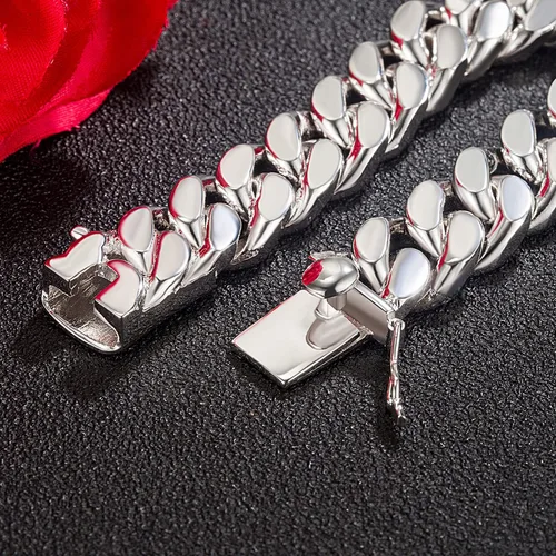 Miniatura 5 de Plata de ley 925 italiana hecha a mano Pulsera clásica de cadena cubana de Miami de 025-05 pulgadas para hombres joyería fina de fiesta pulsera