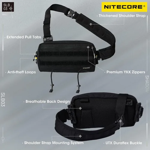 Miniatura 5 de Nitecore SLB03 - Bolso cruzado convertible para el hombro, bolsa de pecho, paquete de cintura para hombres y mujeres parche, Negro