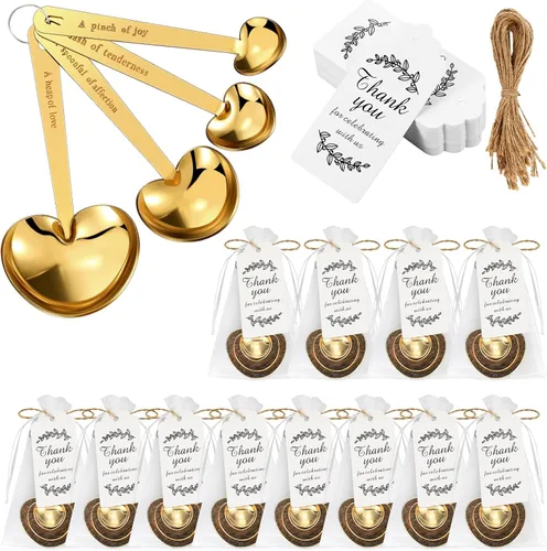 Miniatura 8 de Umigy Juego de 30 cucharas medidoras en forma de corazón, cucharas de té, regalos de boda, baby shower, para invitados, juego de bolsa de organza