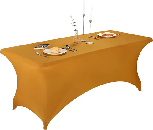 Miniatura 27 de LZY Cubierta de Mesa Elástica Ajustable de Spandex para Mesa Plegable de 6 pies, 4 pies o 8 pies, Mantel de Cóctel Rectangular, Perfecto para Champn