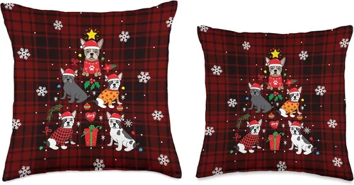 Miniatura 3 de Bulldog francés regalo lindo Navidad Bulldog francés adorno de Navidad árbol perro divertido regalo manta almohada 16x16, multicolor