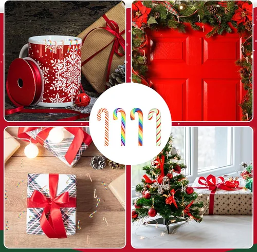 Miniatura 6 de 60 bastones de caramelo de Navidad, mini bastones de caramelo falsos, sin agujeros, cuentas de bastón de caramelo para manualidades de Navidad