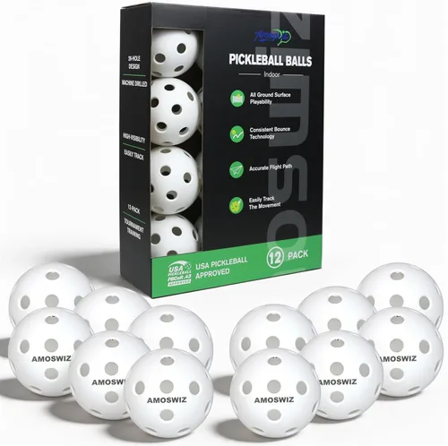 Miniatura 13 de Indoor Pickleball Balls, 6/12 Pack of 26 Holes Pickleballs, USAPA Approved Indoor Pickleballs Set, High Visibility Durable Pickle Balls for Training